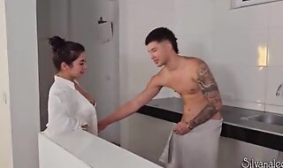Danner Mendez is my husband's son, he is a tattooed guy with a big cock and he fucks me in the kitchen - Silvana Lee
