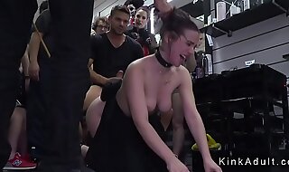 Big butt babe plugged and whipped in public
