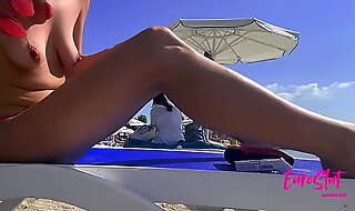 Euroslut public topless and micro g bikini big clit beach slut