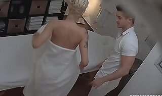 Beautiful big tits blonde on czech massage