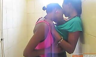 Hot black lesbians playing in bathroom