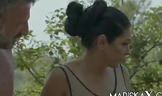 MARISKAX Mariska takes on two dicks outdoors