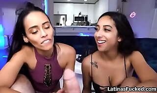 Fucking two latina girlfriends at once and filming it