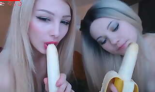 Two sexy girlfriends suck bananas webcam chaturbate bongacams
