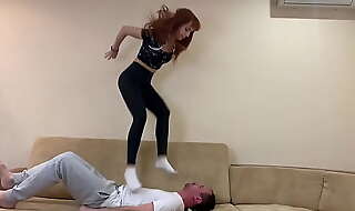 Evil princess kira full weight trampling including jumps on slave's belly and sweaty socks humiliation femdom preview