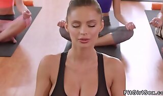 Blonde sucks cock to her yoga coach