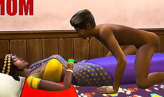 Indian mom and son - visits mother in her room ans sharing the same bed