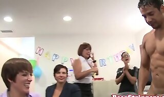 Office cfnm milfs sucking dick at party