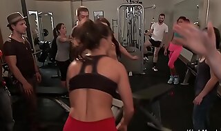Slave fucked at crowded gym