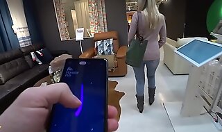 Vibrating panties while shopping - public fun with monster pub