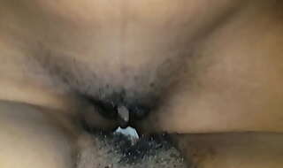 Rubbing my hard clit on her creamy hole