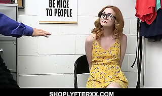 Nerdy curly haired blonde petite teen shoplyfter scarlet skies needs to suck and fuck mall cop