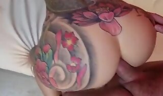 FIRST ANAL & PISS AIlyn Tattoo total destructio of inked skinny MILF with multiple REAL ANAL ORGASMS & piss in mouth, drink piss on the floor