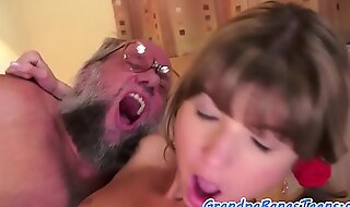 Petite european teen facialized at the end of one's tether a grandpapa
