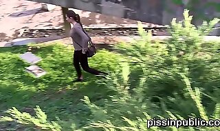 Desperate girls must pee in public park but get caught on camera
