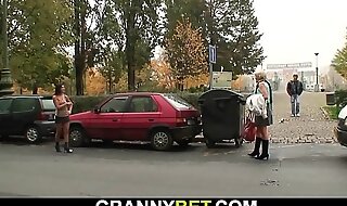 Old granny prostitute is picked roughly and fucked
