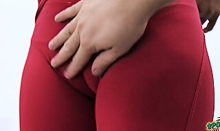 Amazing cameltoe inflated pussy involving close-fisted yoga pants. anent bore too