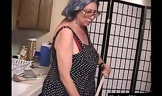 Gray-haired grandmother is seriously having it away old