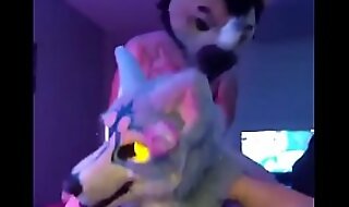 Fursuiter gets fucked in a room full be advantageous to people