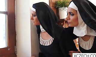 Absurd porn helter-skelter unshaded nuns plus monster!