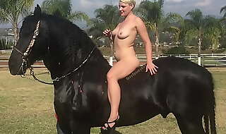 Unconcealed Blonde look-alike with Horse: Farm Injection Shoot in Mexico