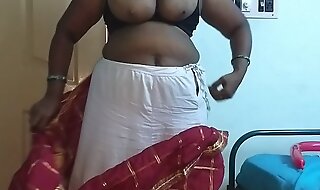 desi  indian tamil telugu kannada malayalam hindi scalding cheating wife vanitha wearing ruby red colour saree way obese boobs plus shaved pussy press hard boobs press nip rubbing pussy masturbation