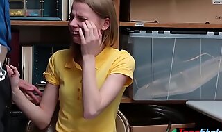 Crying small titted russian teen thief haul over the coals fucked