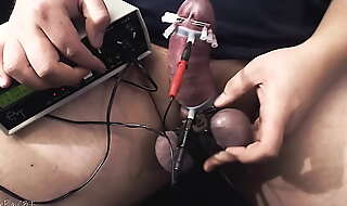 E-Stim Cumshot Tax of go to the bathroom and Dancing party Skewering Play CBT With Erostek ET312B