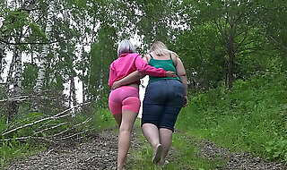 Fisting for hairy pussy lesbians with big asses have fun outdoors fetish