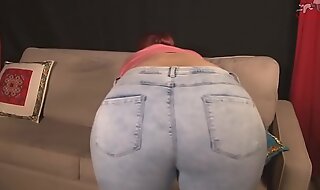 Redhead in jeans farting