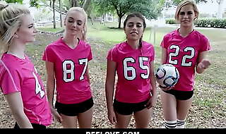 Tiny teen riley star and her hot bff fuck two guys from university after soccer practice
