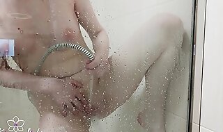 Busty teen masturbate pussy in the shower and orgasm