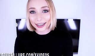 Athena may shows off her braces while sucking and fucking