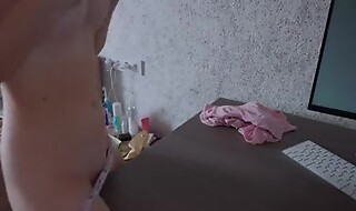 Step Sister Rubbing Table and Cumming! Panties On and Off
